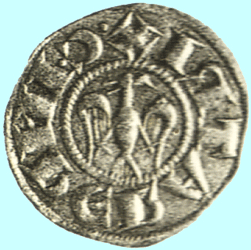 Moneta di Enrico VI con al centro l'aquila imperiale