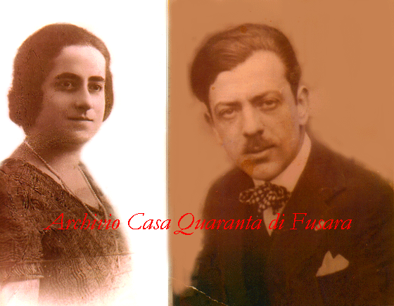 Don Giuseppe Achille Maria Quaranta di Fusara con la La moglie Ester Pugnetti -  Propriet Casa Quaranta di Fusara, 